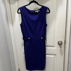 Banana Republic Purple Sleeveless Sheath Dress Size 8 Gold Button Detail